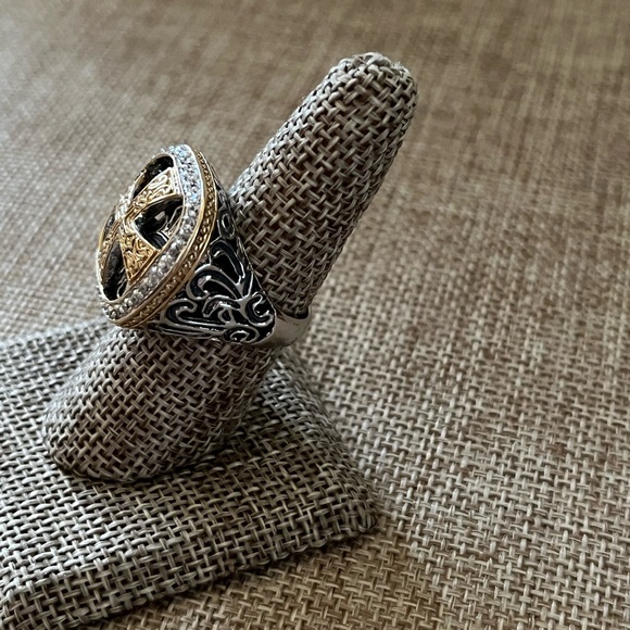 Gold and Silver Cross Ring Size 8 - Picture 5 of 11